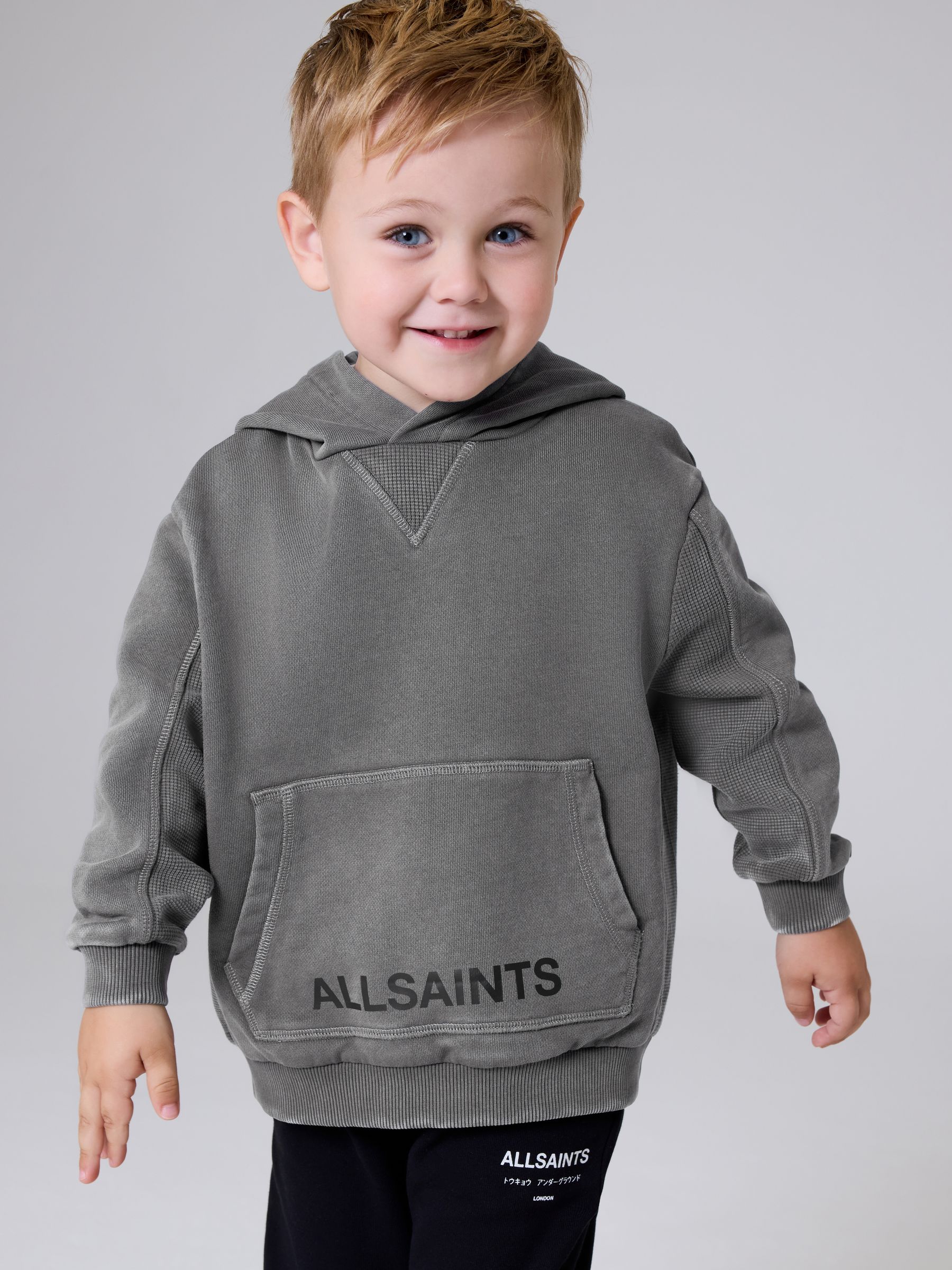 smALLSAINTS Charcoal Grey Washed Pullover Hoodie