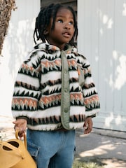 Khaki/Cream Aztech All Over Print Fleece (3mths-7yrs) - Image 1 of 10