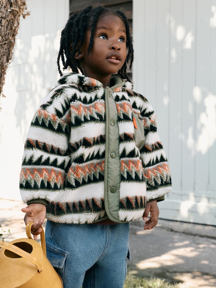 Khaki/Cream Aztech All Over Print Fleece (3mths-7yrs) - Image 1 of 10