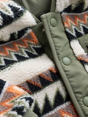 Khaki/Cream Aztech All Over Print Fleece (3mths-7yrs) - Image 7 of 10