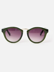 Oliver Bonas Green Marbled Arm Preppy Sunglasses - Image 1 of 5