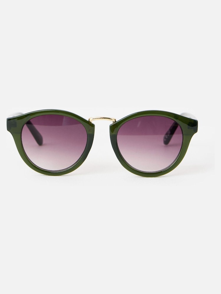 Oliver Bonas Green Marbled Arm Preppy Sunglasses - Image 1 of 5