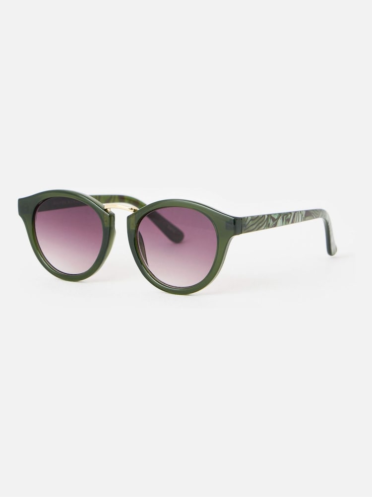 Oliver Bonas Green Marbled Arm Preppy Sunglasses - Image 2 of 5