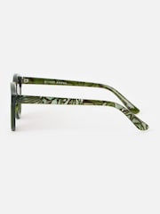 Oliver Bonas Green Marbled Arm Preppy Sunglasses - Image 4 of 5