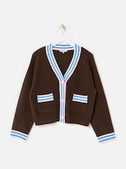 Oliver Bonas Red Striped V-Neck Knitted Cardigan - Image 3 of 8