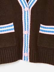 Oliver Bonas Red Striped V-Neck Knitted Cardigan - Image 5 of 8