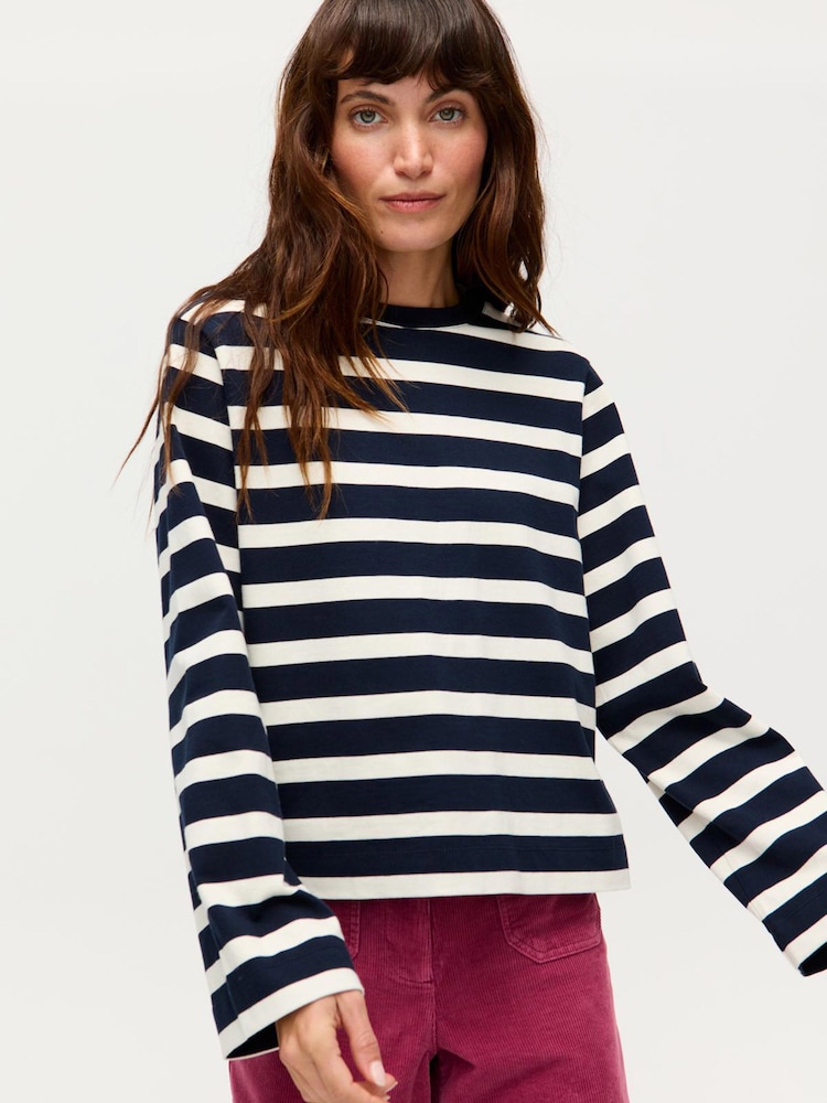 Oliver Bonas Blue Striped Long Sleeve Top - Image 1 of 7