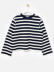 Oliver Bonas Blue Striped Long Sleeve Top - Image 3 of 7