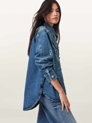 AllSaints Blue Enna Embroidered Denim Shirt - Image 5 of 7