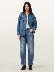 AllSaints Blue Enna Embroidered Denim Shirt - Image 6 of 7