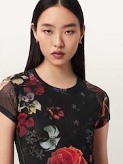 AllSaints Black Ellie Mesh T-Shirt - Image 3 of 6