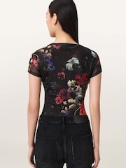 AllSaints Black Ellie Mesh T-Shirt - Image 4 of 6