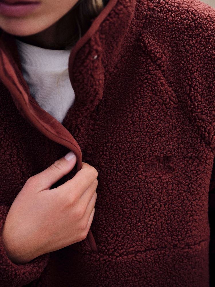 self. Rust Brown Borg Popper Neck Jumper - Image 5 of 5