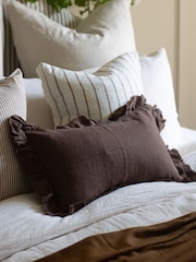 Ellenvale Interiors Chocolate Brown Hallie Ruffle Cushion Cover 50x30 - Image 1 of 3