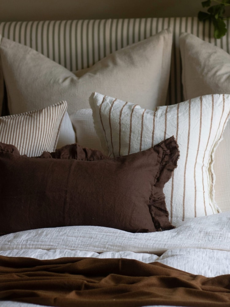 Ellenvale Interiors Chocolate Brown Hallie Ruffle Cushion Cover 50x30 - Image 3 of 3