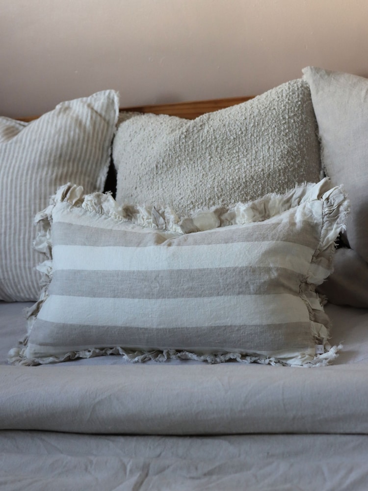Ellenvale Interiors Natural Hallie Ruffle Cushion Cover 50x30 - Image 1 of 3