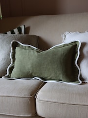 Ellenvale Interiors Olive Chloe Scalloped Edge Cushion 50 x 30cm Cover - Image 1 of 3