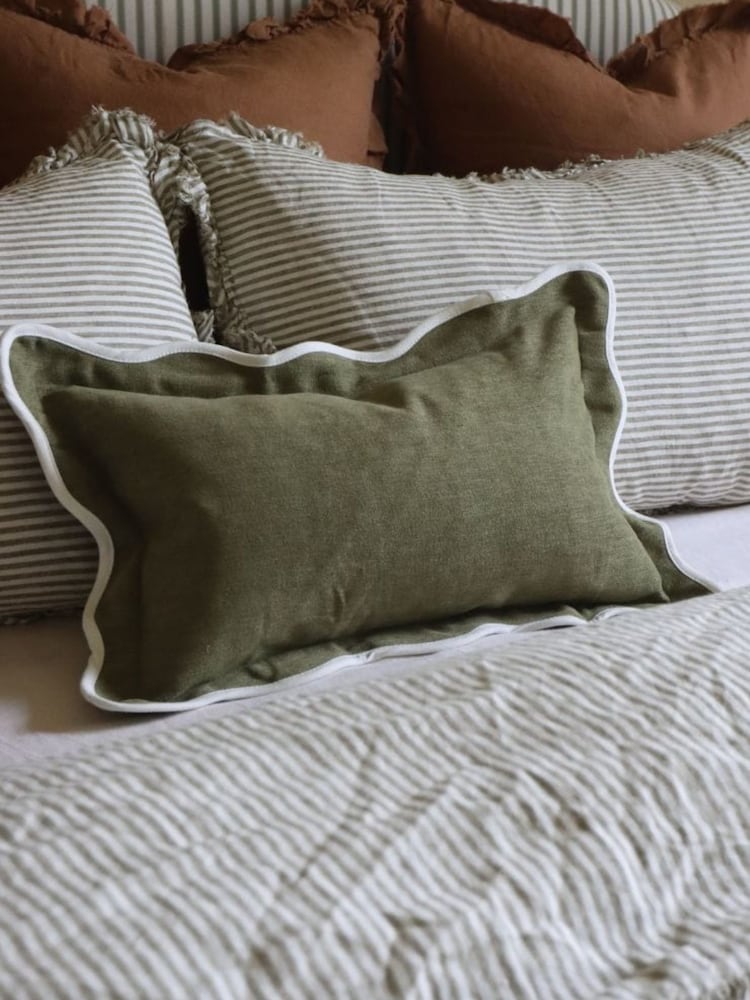 Ellenvale Interiors Olive Chloe Scalloped Edge Cushion 50 x 30cm Cover - Image 2 of 3