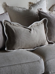 Ellenvale Interiors Greige Chloe Scalloped Edge Cushion Cover 50x30 - Image 1 of 3