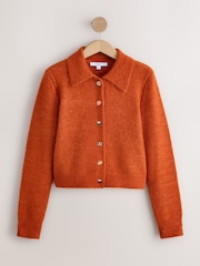Orange Autumn Button - Yunlu toxunmuş yaxalı kardiqan - 8şəkildən 6 şəkil