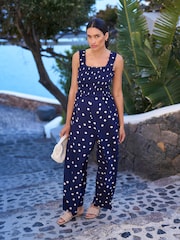 Seraphine Navy Maternity Nursing Spot Jumpsuit - Image 3 of 6