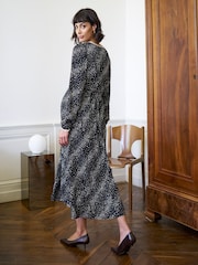 Seraphine Black Polka Dot Maternity V-Neck Maxi Dress - Image 3 of 4