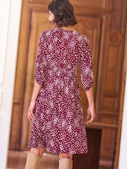 Seraphine Burgundy Red Maternity Mini Tier Dress - Image 6 of 6