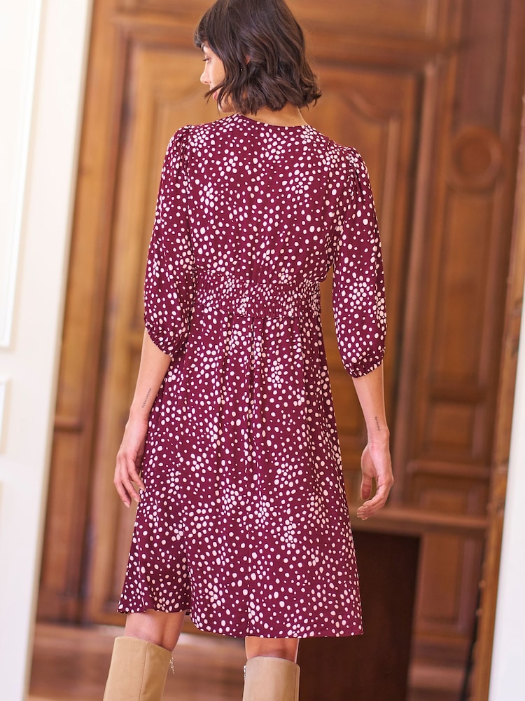 Seraphine Burgundy Red Maternity Mini Tier Dress - Image 6 of 6