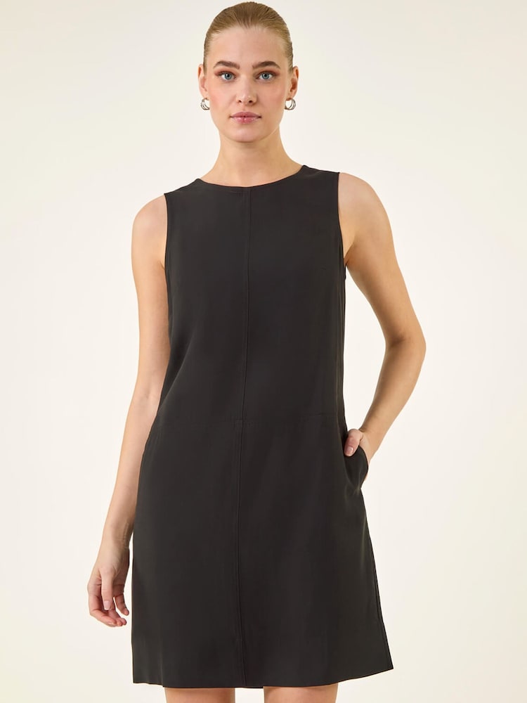 Roman Black Seam Detail Pocket Shift Dress - Image 2 of 5