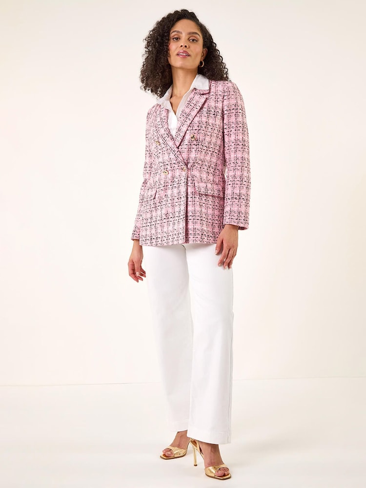 Roman Pink Double Breasted Boucle Jacket - Image 2 of 5 Roman Pink Double Breasted Boucle Jacket - Image 2 of 5