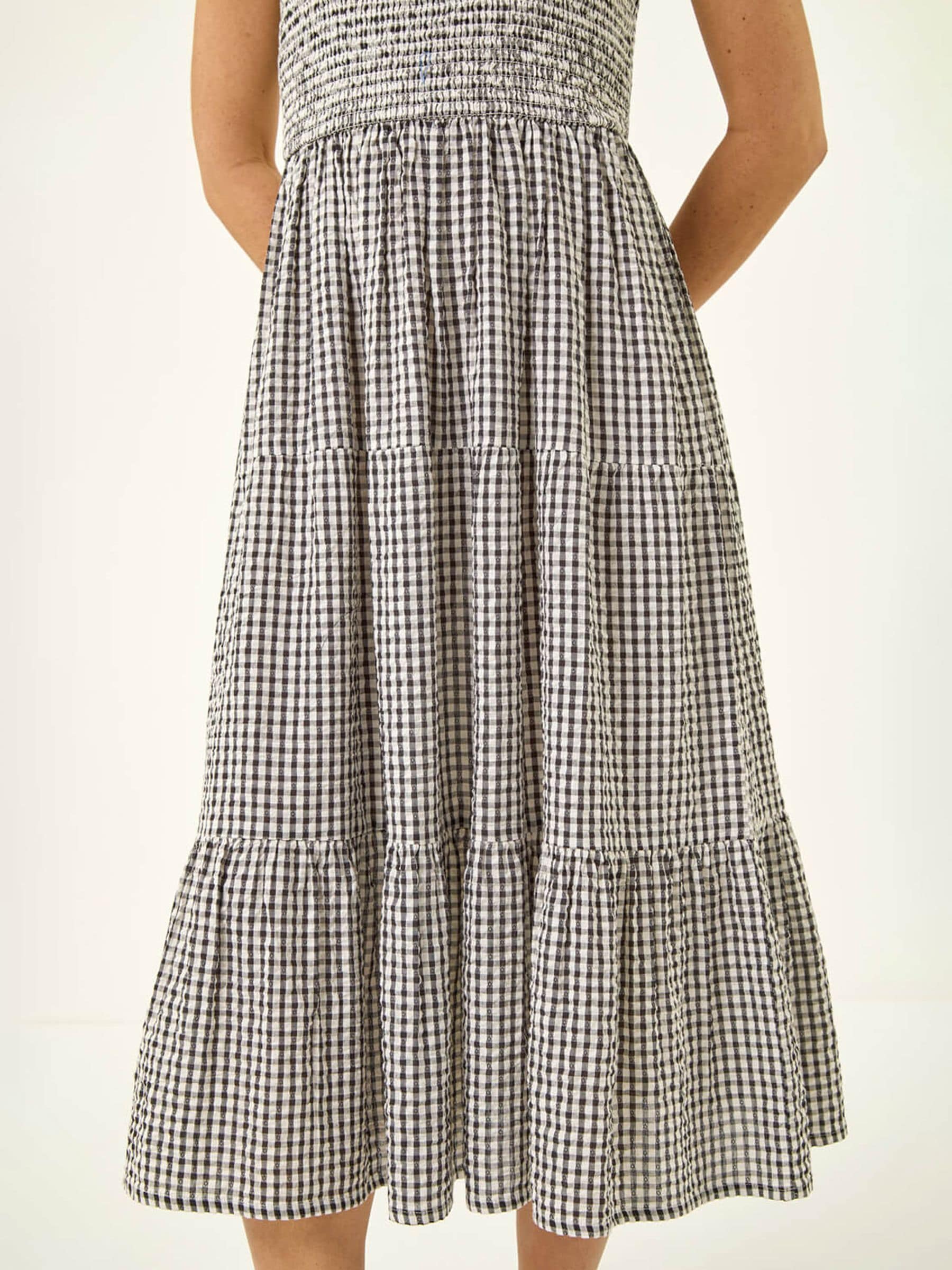 Comprar Vestido midi franzido em xadrez vichy Roman from Next Brazil