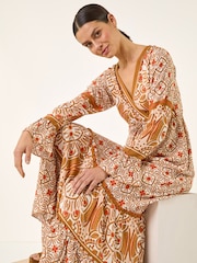 Roman Orange Border Print Maxi Dress - Image 1 of 5