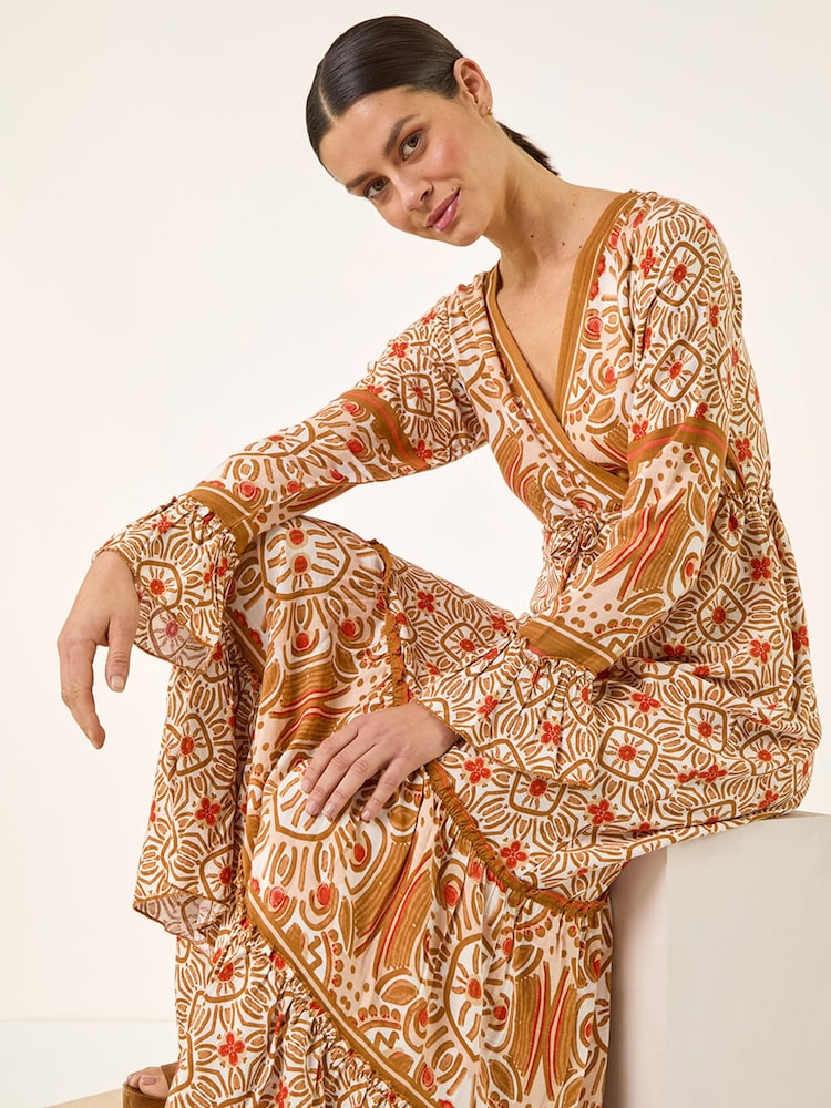 Roman Orange Border Print Maxi Dress - Image 1 of 5