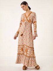 Roman Orange Border Print Maxi Dress - Image 2 of 5