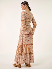 Roman Orange Border Print Maxi Dress - Image 3 of 5