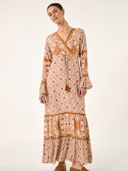 Roman Orange Border Print Maxi Dress - Image 4 of 5