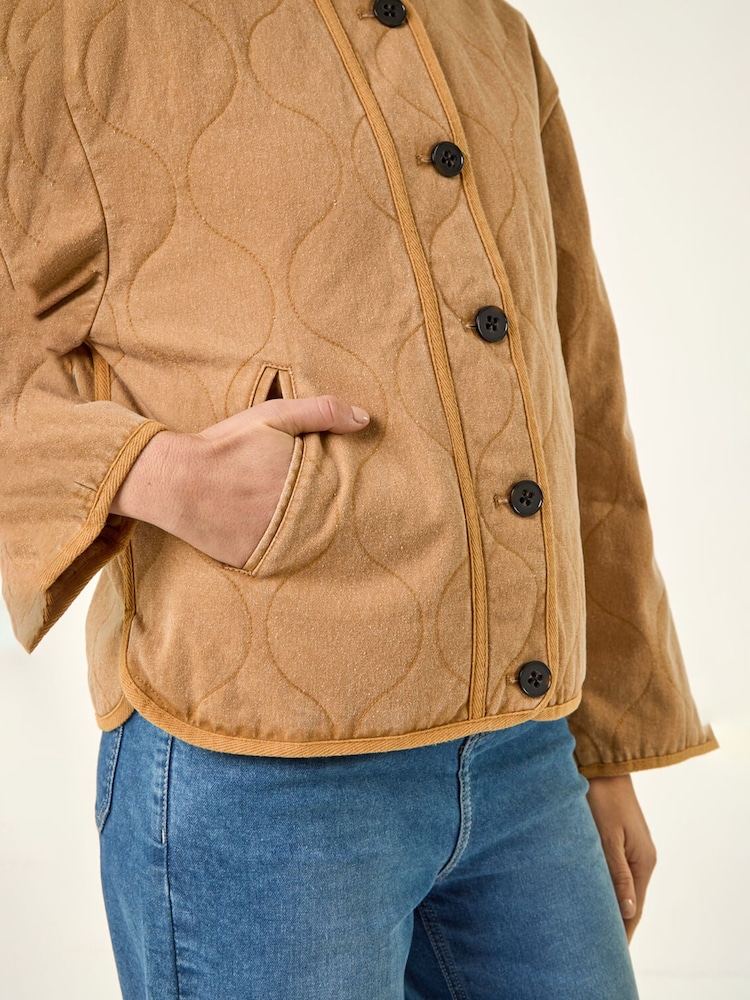 Brun - Roman Cotton Twill Quilted Jacket - Bilde 5 av 5