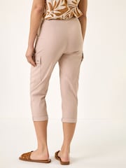 Roman Natural Cropped Cargo Bengaline Trousers - Image 3 of 5