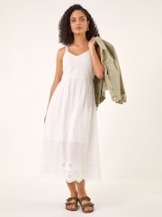 Roman White Crochet Strappy Midi Dress - Image 3 of 5