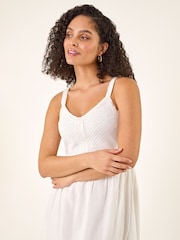 Roman White Crochet Strappy Midi Dress - Image 4 of 5