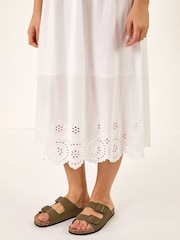 Roman White Crochet Strappy Midi Dress - Image 5 of 5