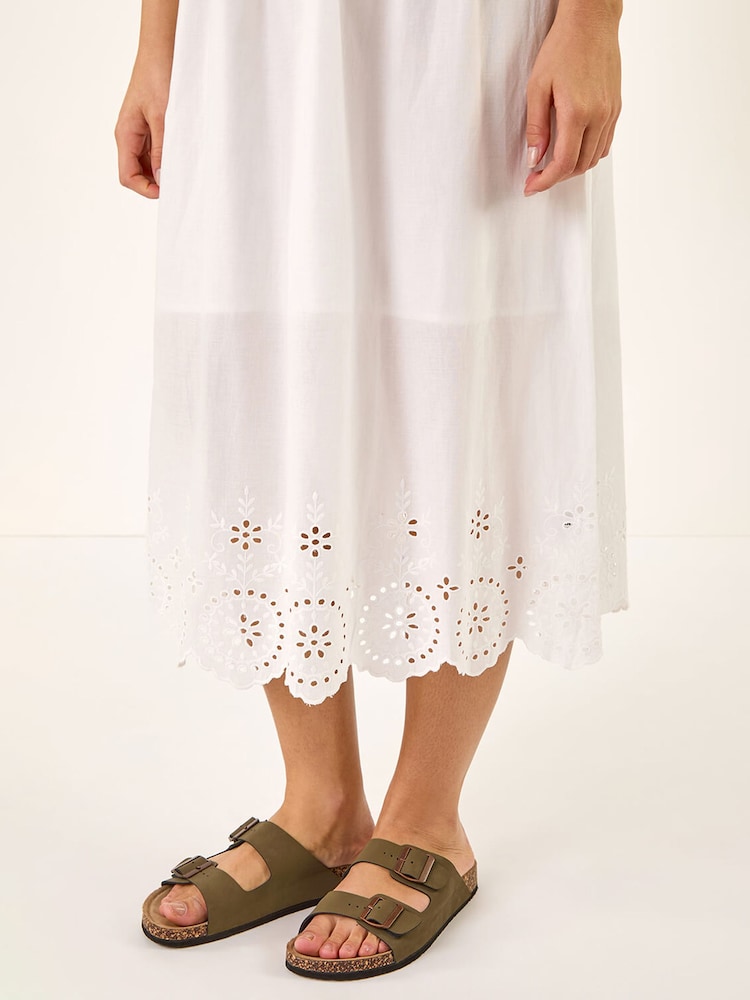 Roman White Crochet Strappy Midi Dress - Image 5 of 5 Roman White Crochet Strappy Midi Dress - Image 5 of 5