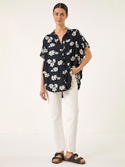 Roman Black Floral Print Pleat Tunic Top - Image 2 of 5