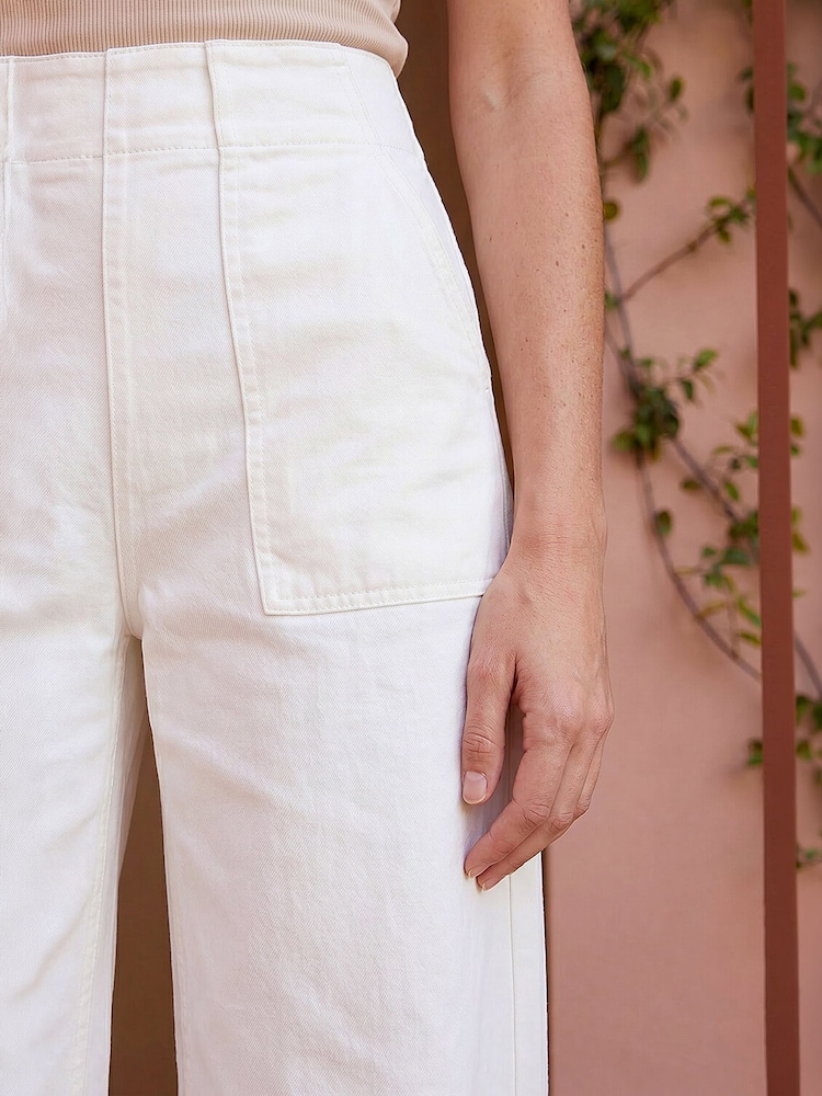 Vit - Roman Pocket Detalj Stretch Breda ben Byxor - Bild 5 av 5