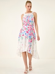 Roman Floral Print High Low Midi Dress - Image 3 of 5