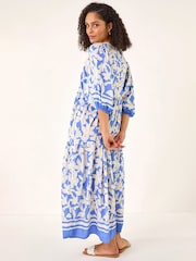 Roman Blue Floral Print V-Neck Maxi Dress - Image 1 of 5
