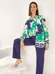 Roman Blue Stretch Bootleg Trousers - Image 1 of 5