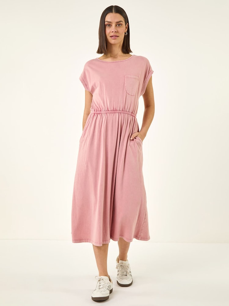 Roman Pink T-Shirt Pocket Detail Midi Dress - Image 1 of 5