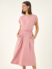 Roman Pink T-Shirt Pocket Detail Midi Dress - Image 2 of 5