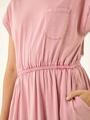 Roman Pink T-Shirt Pocket Detail Midi Dress - Image 5 of 5
